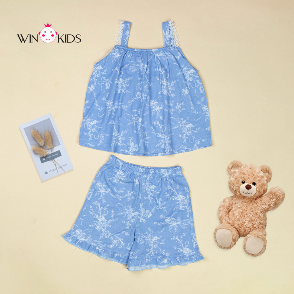 Đồ bộ bé gái 2 dây thun cotton thoáng mát nhiều màu Thời trang trẻ em WINKIDS chuyên quần áo bé