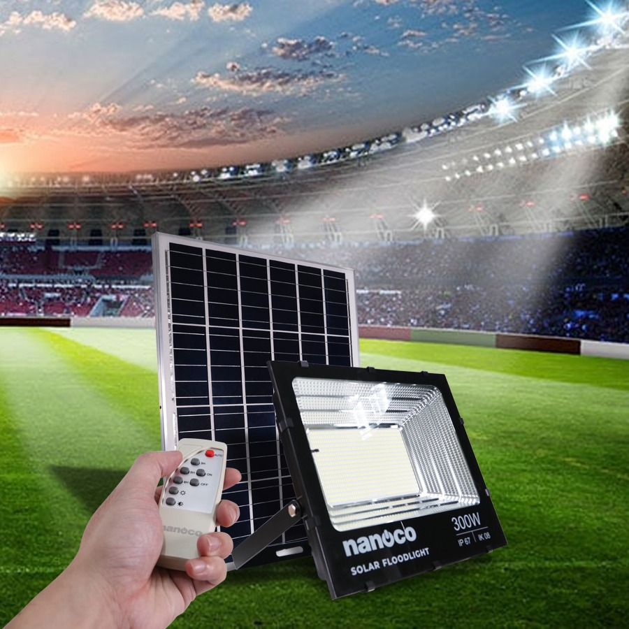 Đèn Pha LED Solar 40W-60W-100W-200W-300W NLFS Nanoco - Ánh sáng trắng - Sử dụng năng lượng mặt trời