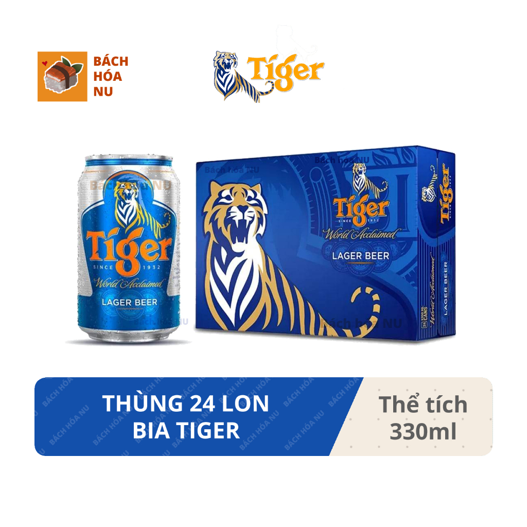 Thùng 24 lon bia Tiger 330ml/lon (2 mẫu)