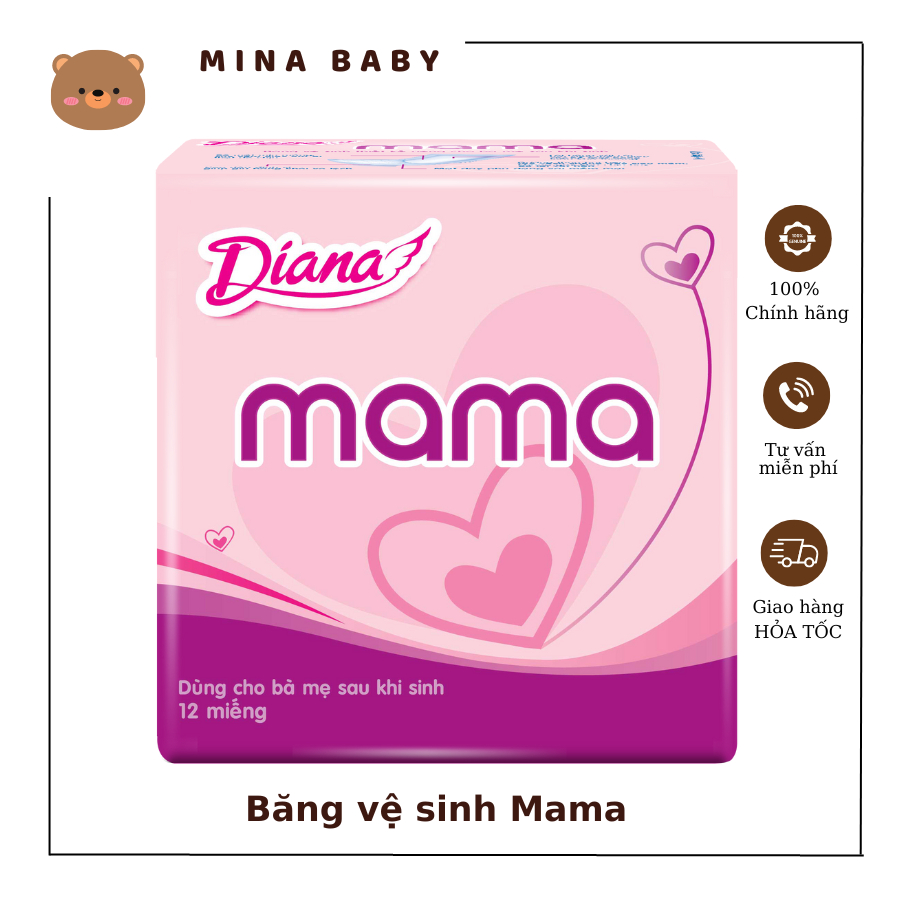 Băng Vệ Sinh Diana Mama (Gói 12 Miếng)