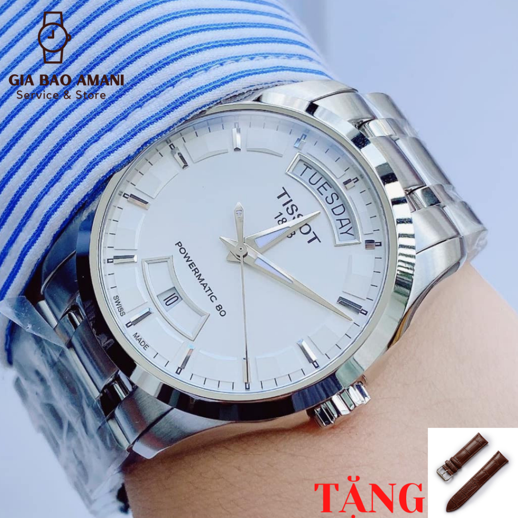 Đồng Hồ Nam TISSOT Couturier DayDate White T035.407.11.031.01 Chính Hãng Tặng Dây Da Cao Cấp
