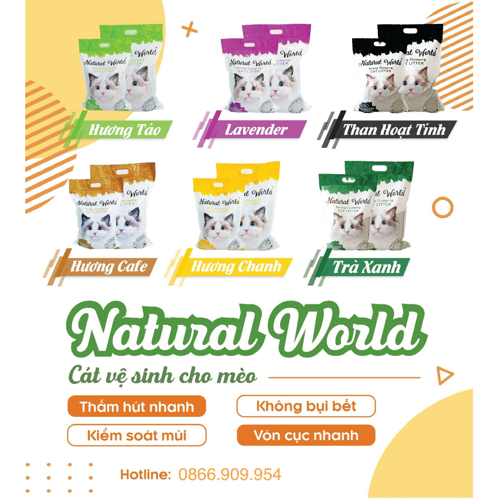 CÁT VỆ SINH CHO MÈO CHẤT LƯỢNG CAO - NATURAL WORLD 9L/4KG