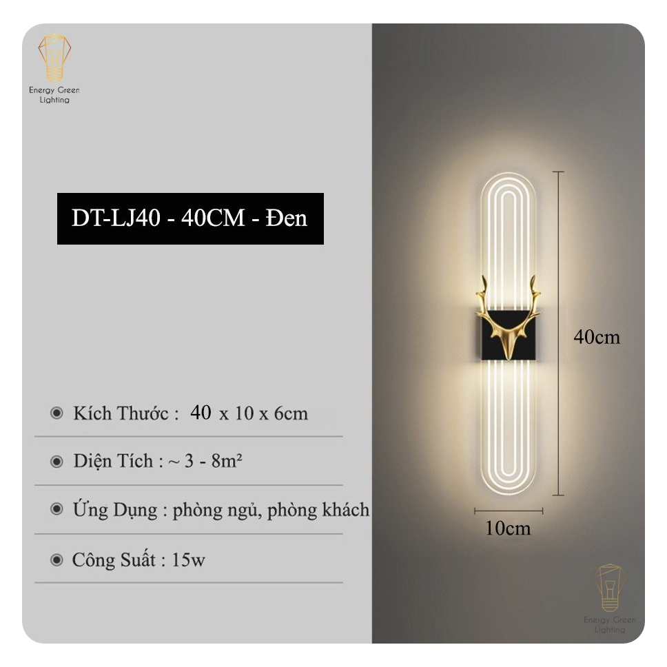 Đèn Gắn Tường Sừng Huơu Energy Green Lighting DT-LJ40,DT-LJ60 - 3 Chế Độ Ánh Sáng - Lộc Phát Decor Trang Trí Nội Thất