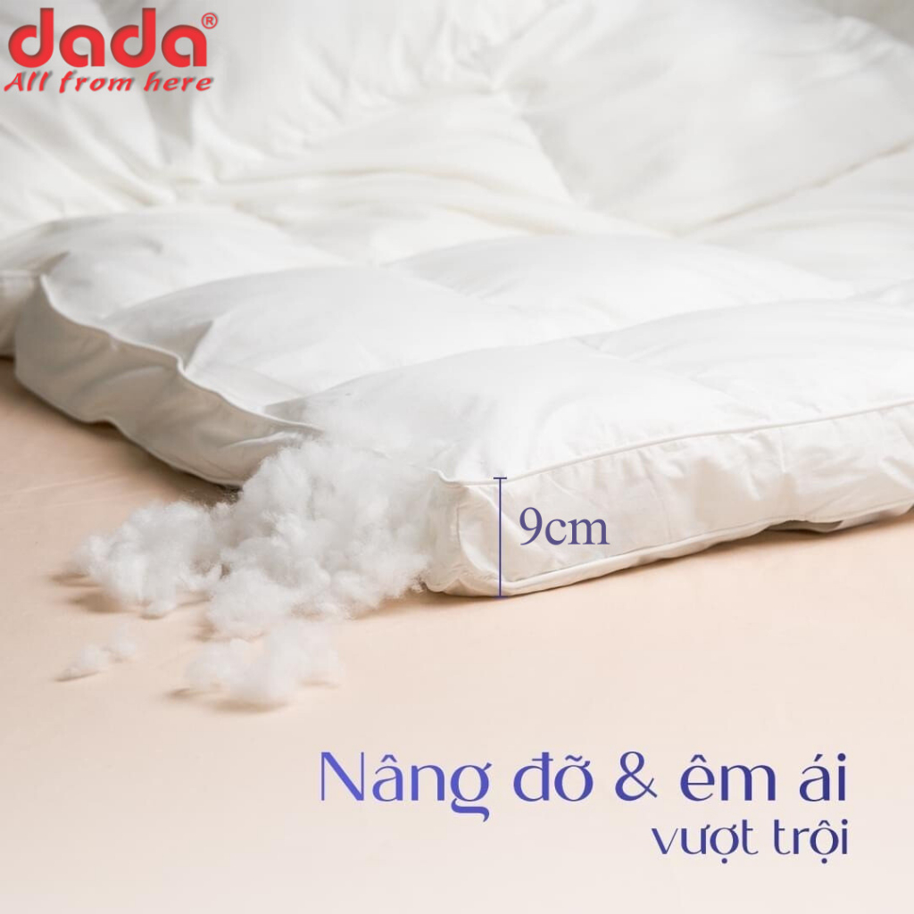 Nệm Topper Khách Sạn Cao Cấp DADA - Gòn Polyester Êm Mềm Kháng Khuẩn - Dày 7cm