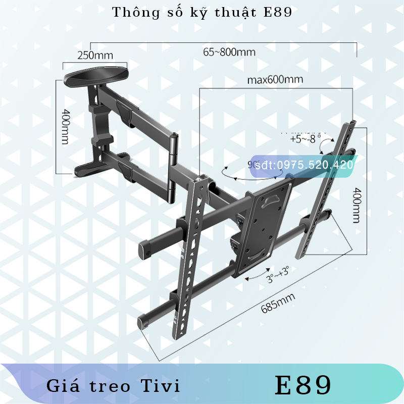 NB SP2 E89 Giá Treo Tivi Xoay Vuông Góc - Khung Treo Tivi –  - North Bayou