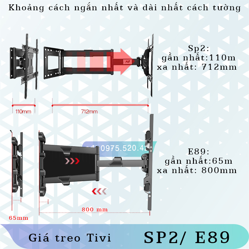 NB SP2 E89 Giá Treo Tivi Xoay Vuông Góc - Khung Treo Tivi –  - North Bayou