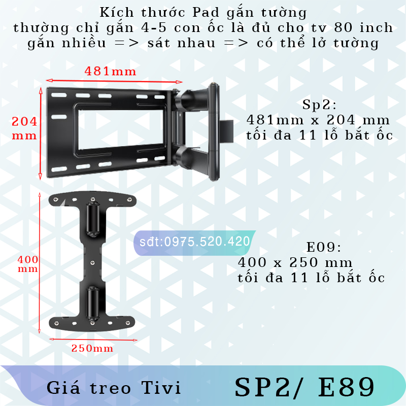 NB SP2 E89 Giá Treo Tivi Xoay Vuông Góc - Khung Treo Tivi –  - North Bayou