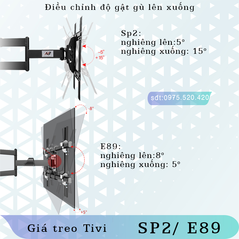 NB SP2 E89 Giá Treo Tivi Xoay Vuông Góc - Khung Treo Tivi –  - North Bayou
