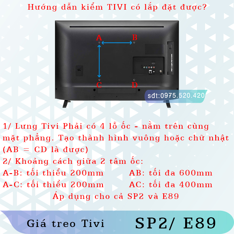 NB SP2 E89 Giá Treo Tivi Xoay Vuông Góc - Khung Treo Tivi –  - North Bayou