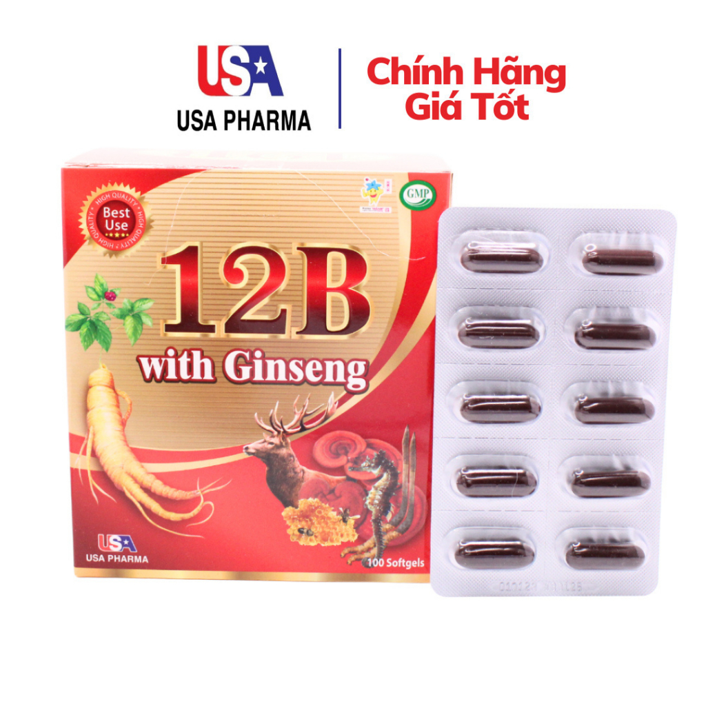 Viên uống bổ sung vitamin và nhân sâm 12B WITH GINSENG giúp ăn ngon, bồi bổ sức khỏe - Hộp 100 viên