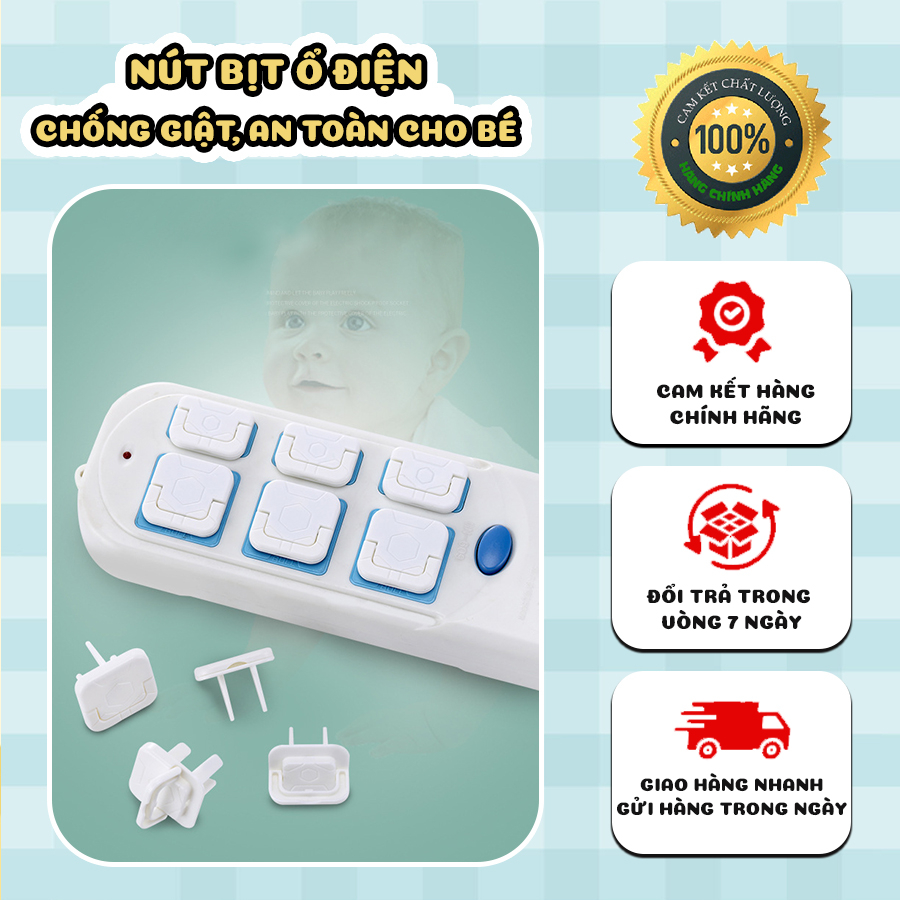 Bịt ổ điện cao cấp giữ an toàn cho bé, có quai tháo ra dễ dàng