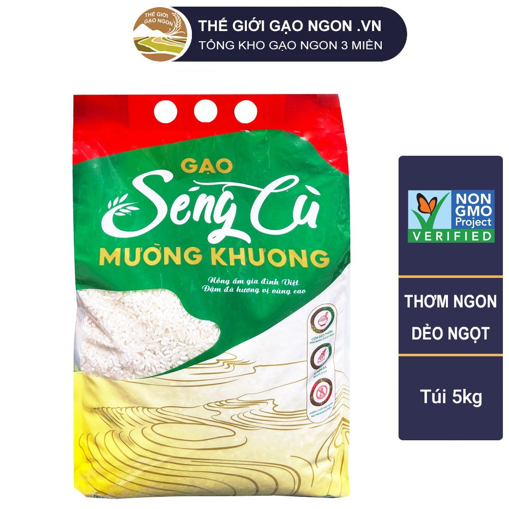 Gạo Séng Cù Mường Khương trắng túi 5Kg - Gạo cực dẻo và ngon, thơm tự nhiên - Giá Sỉ, Date mới