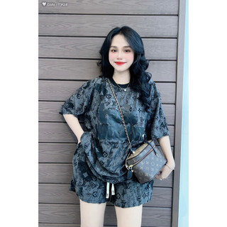 Set xước thun quảng châu áo tay ngắn mĩ quần short lưng thun