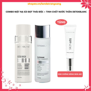 Combo dưỡng trắng da chống lão hóa  Detox blanc (Detox mask 150ml +Tinh chất nước thần tặng kèm kem chống nắng skin aec)