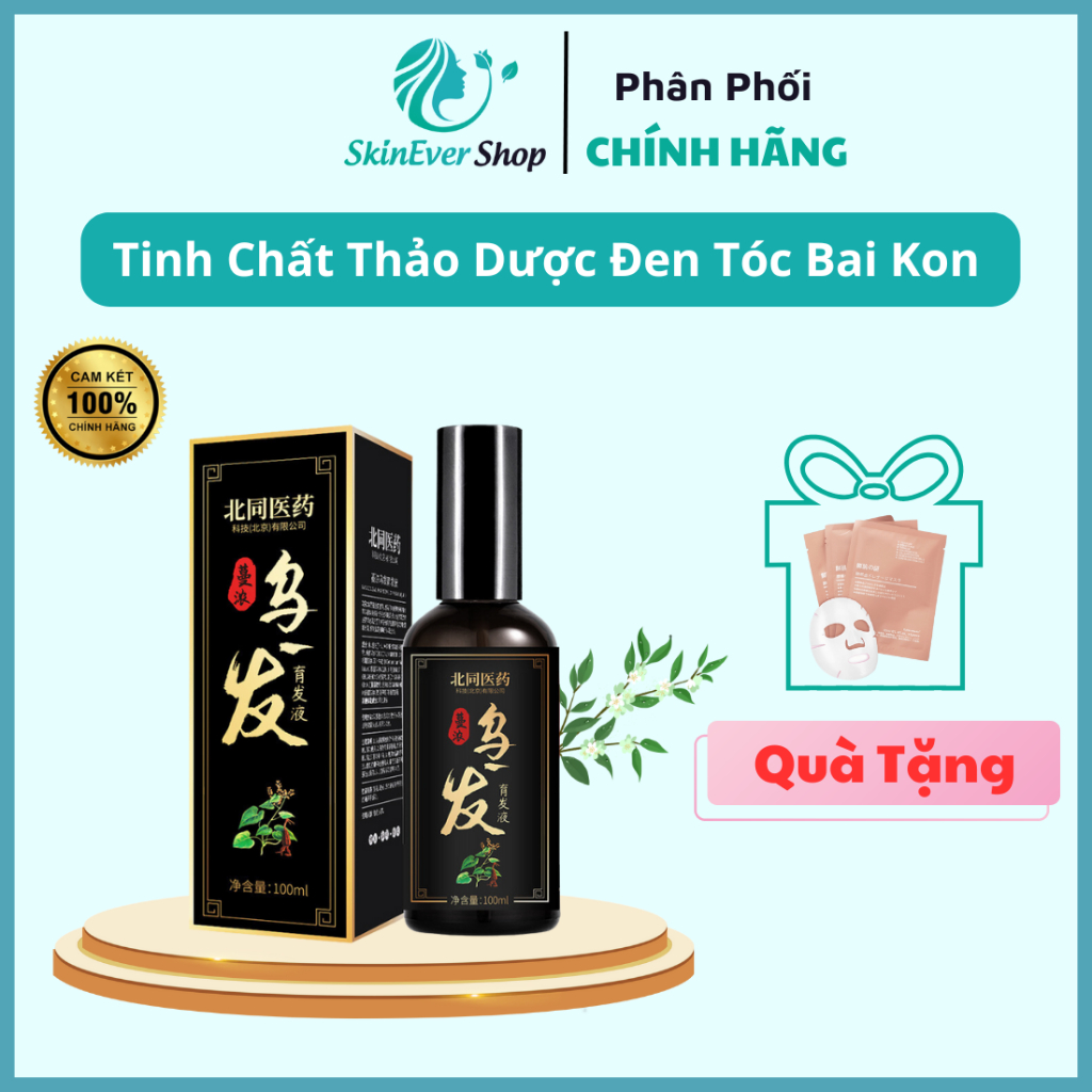 Tinh Chất Thảo Dược Đen Tóc Bai Kon - Cải Thiện Tóc Bạc, Tóc Thưa, Giúp Tóc Đen Bóng Chắc Khỏe, Dung Tích 100 ML