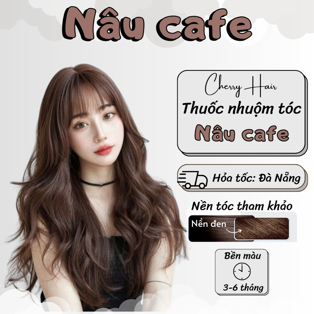 Thuốc Nhuộm Tóc Màu Nâu Cà Phê Thuốc nhuộm Tóc chính hãng tặng kèm Oxy + Bao Tay, Cherry Hair. Cherry Hair