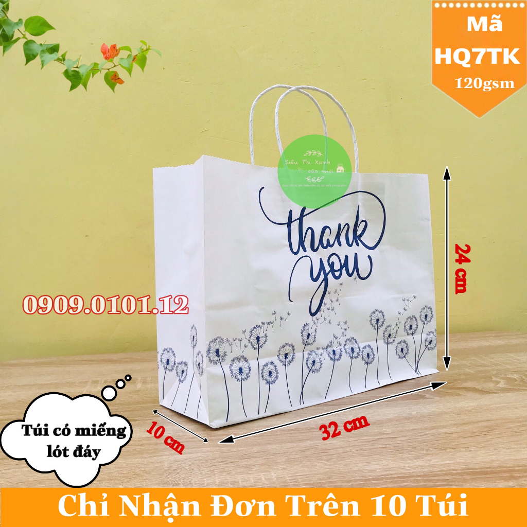 Túi giấy màu đen, túi kraft màu đen thank you, túi họa tiết cảm ơn dễ thương, sticker cảm ơn