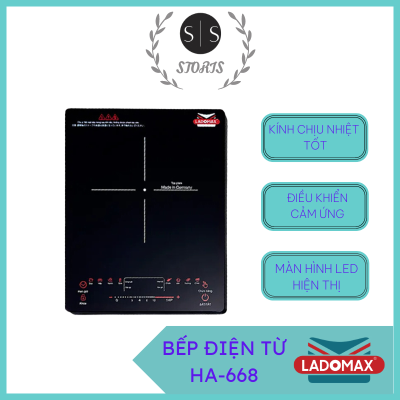 Bếp điện từ cao cấp Ladomax HA-668 mặt kiếng chịu lực công suất 2200W chống nhiễu từ chịu lực siêu bền