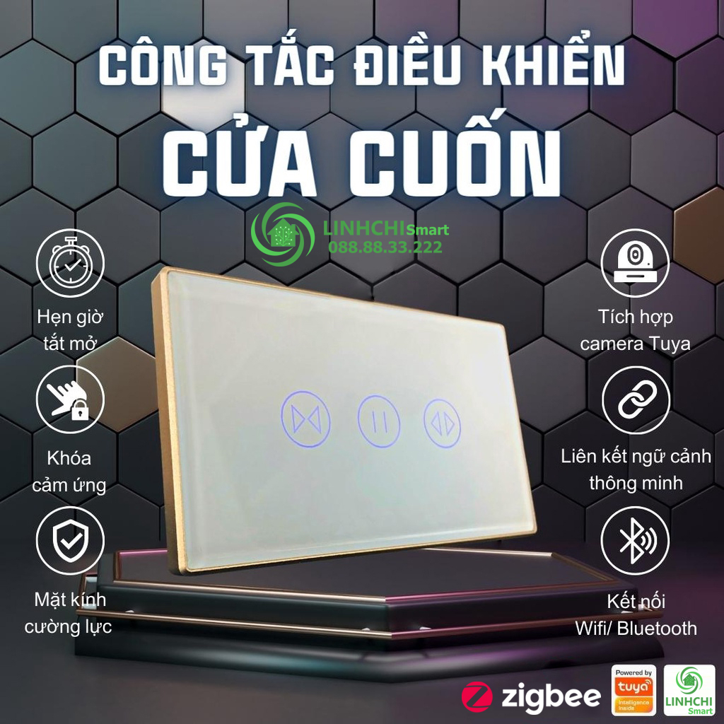 [Full Chức Năng] Công Tắc Cửa Cuốn Tuya zigbee điều khiển từ xa trên điện thoại qua ứng dụng Smart Life, tuya smart