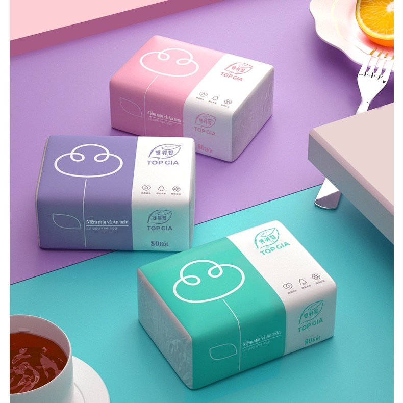Giấy ăn rút Top Gia thùng 30 gói/10 gói 4 lớp cao cấp tiện lợi .