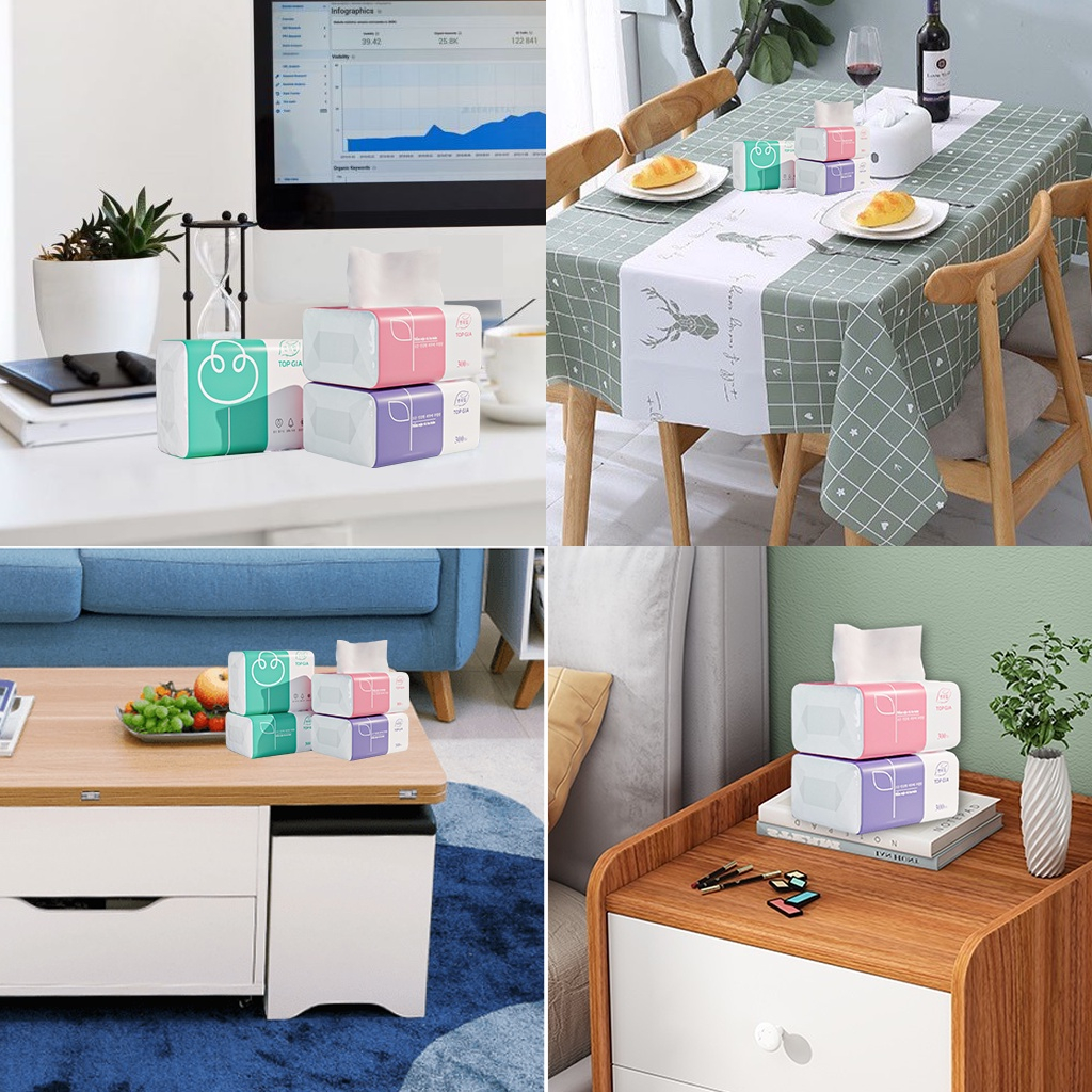 Giấy ăn rút Top Gia thùng 30 gói/10 gói 4 lớp cao cấp tiện lợi .