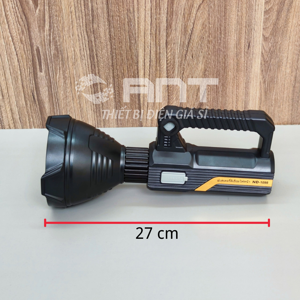 Đèn pin cầm tay siêu sáng chống nước, chiếu xa 500m, có chân đế và cổng sạc USB, NO 1098-1130