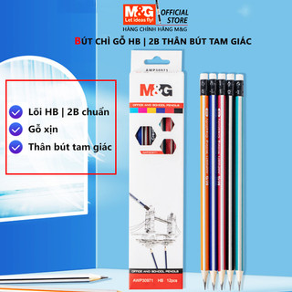 Bút chì gỗ thân tam giác lõi HB | 2B chính hãng M&G AWP30971 và AWP30914 chất lượng giá tốt