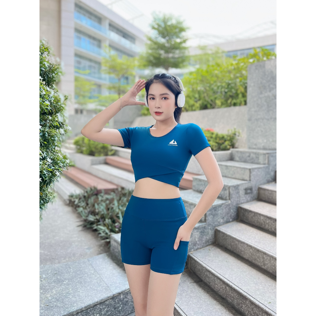 Bộ quần áo tập gym yoga nữ áo croptop có mút ngực quần legging lửng nâng mông đồ tập gym yoga nữ (Ng01/Ng02)