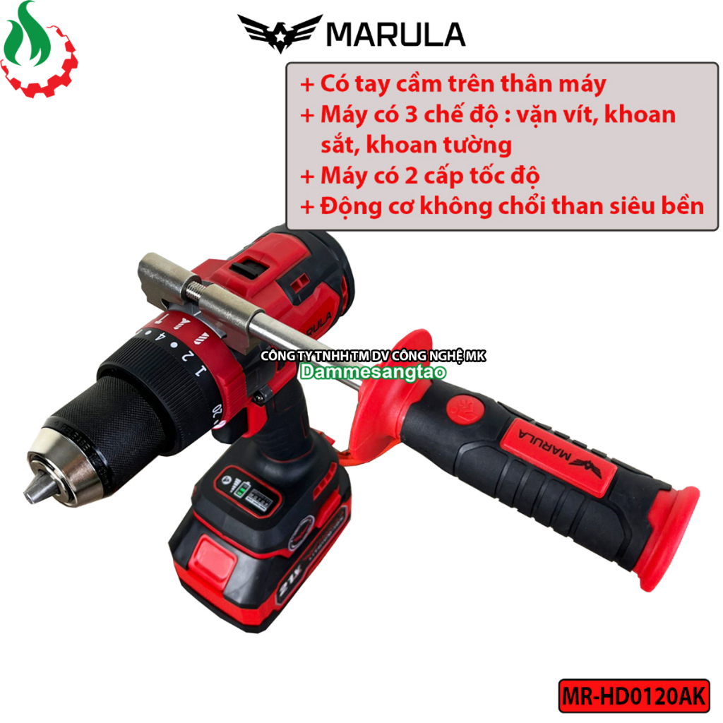 Máy khoan pin 21V Marula MR-HD0120AK (Tặng thân quạt pin Marula)