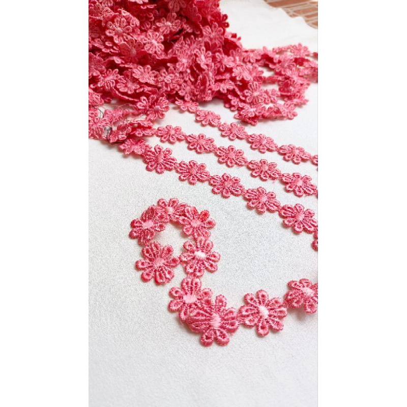 1 met ren chỉ bóng màu cam đào hình hoa