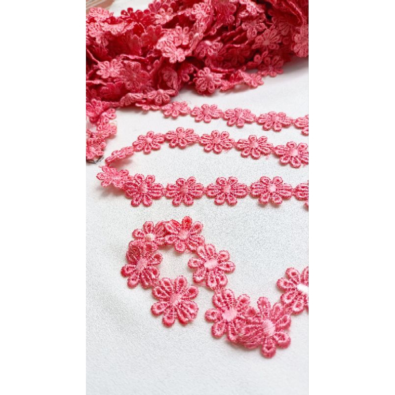 1 met ren chỉ bóng màu cam đào hình hoa