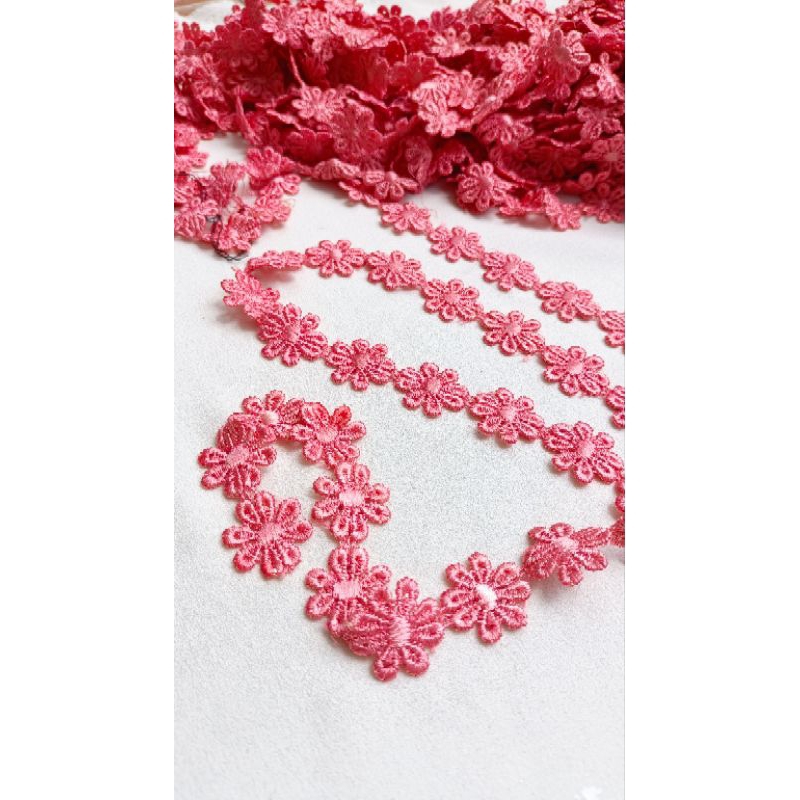 1 met ren chỉ bóng màu cam đào hình hoa