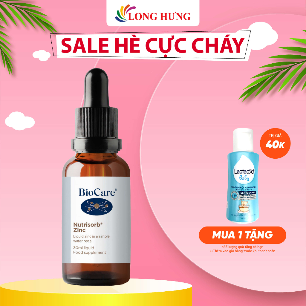 Kẽm dạng giọt Biocare Nutrisorb Zinc tăng cường sức đề kháng cho bé (30ml)