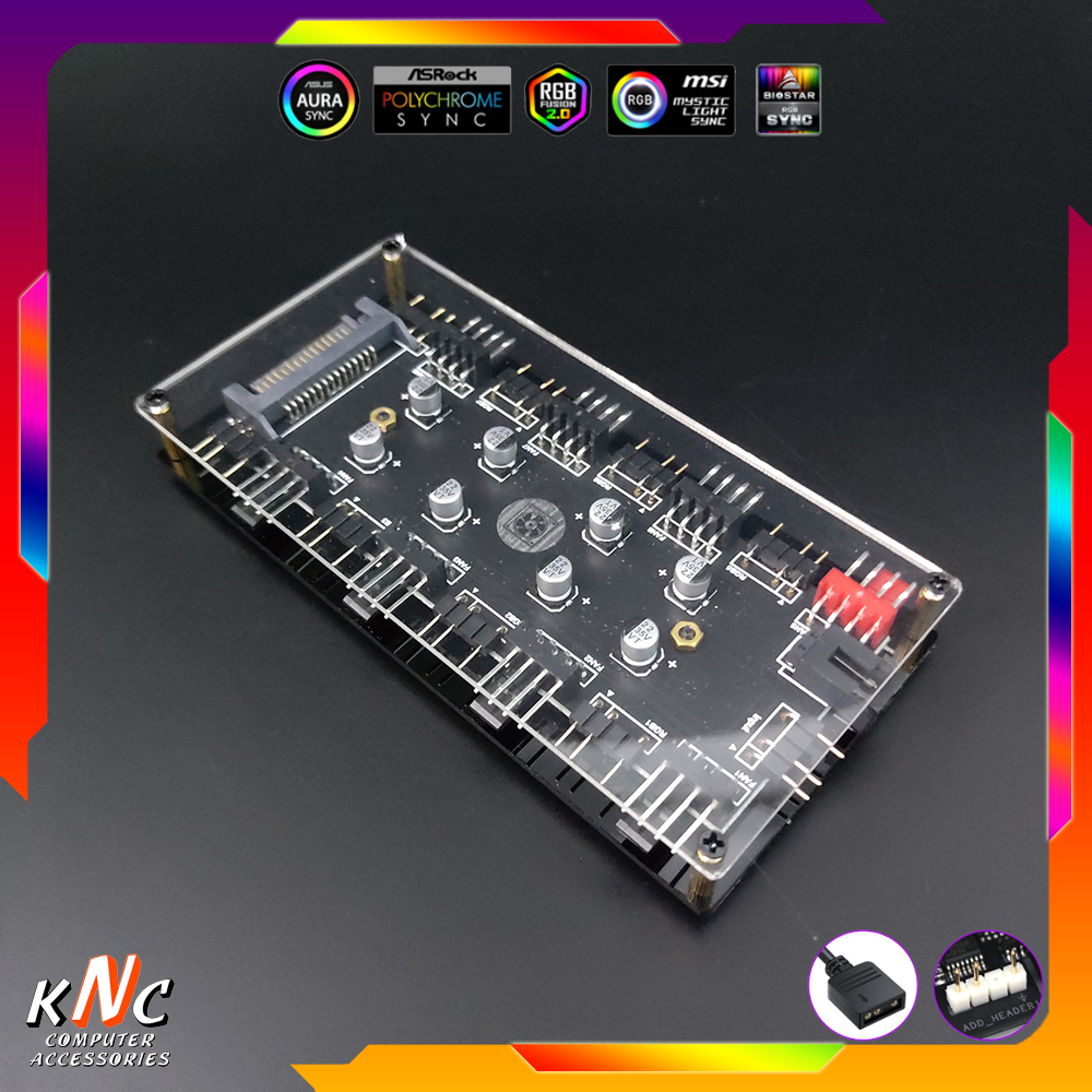 Hub Led 5v ARGB Basic Dùng Cho Quạt PWM Đồng Bộ Mainboard Chỉnh Màu Qua Phần Mềm
