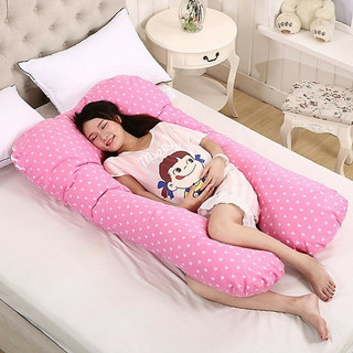 Gối ôm cho bà bầu chữ u vái 100% cotton Hàn Quốc thoáng mát, gối tựa lưng cho mẹ bầu, vỏ áo gối cotton có khóa kéo