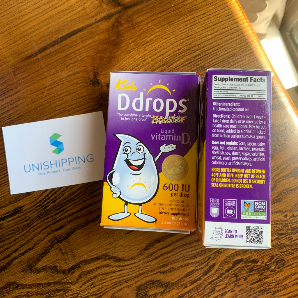 Vitamin D3 Ddrops cho trẻ trên 1 tuổi chính hãng Mỹ cung cấp vitamin và hấp thụ canxi Unishop28