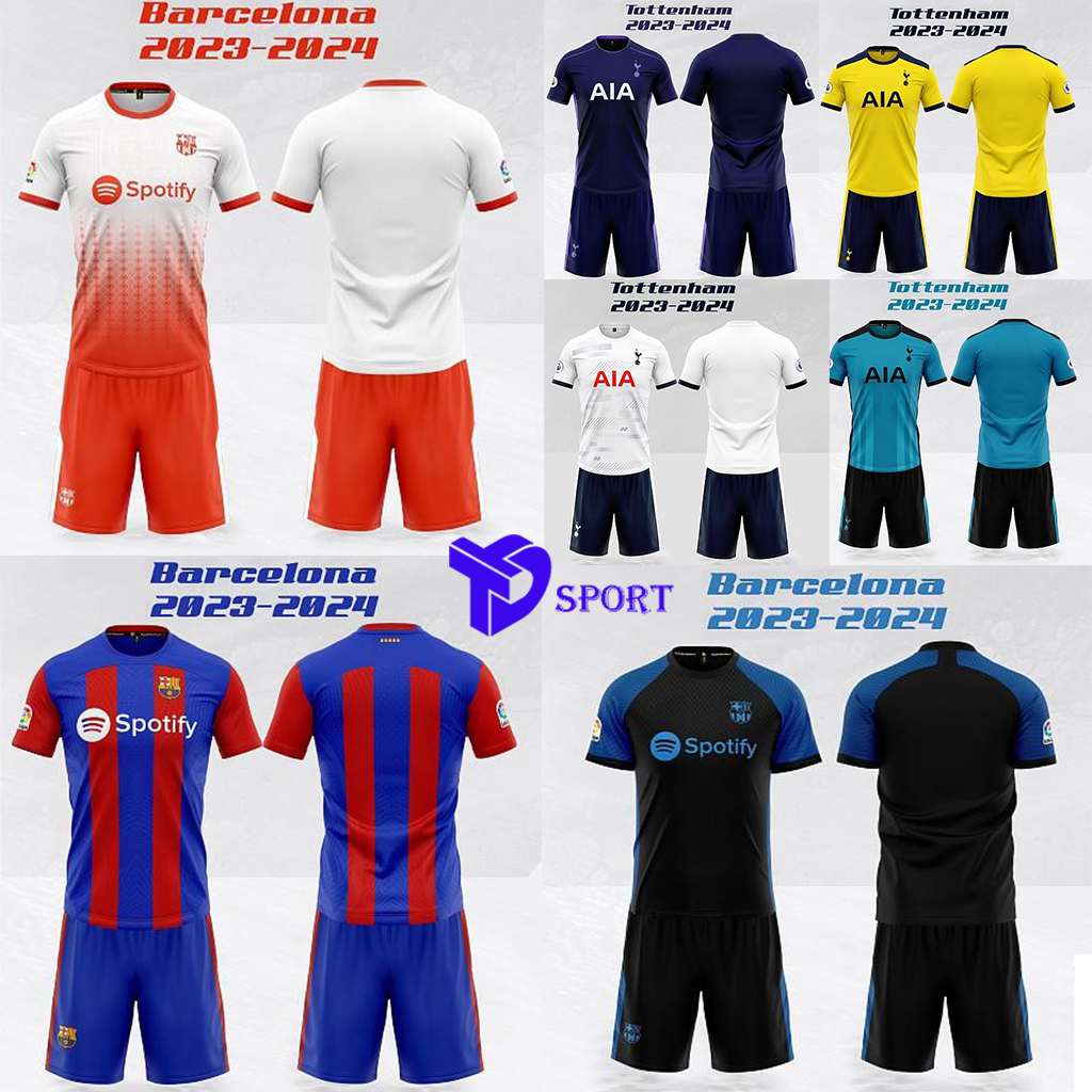Quần Áo Bóng Đá, Đồ Đá Banh CLB Barcelona ,Tottenham Chất Vải Mềm Mại Cao Cấp Thoáng Khí Thấm Hút Mồ Hôi