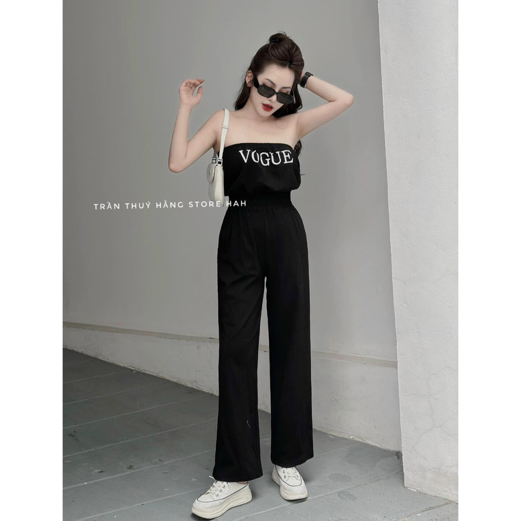 Jumpsuit Thời Trang Nữ Dự Tiệc Chất Thun Dẻo Không Tay In Chữ Bo Eo Quần Dài Ống Loe Maxi Phong Cách