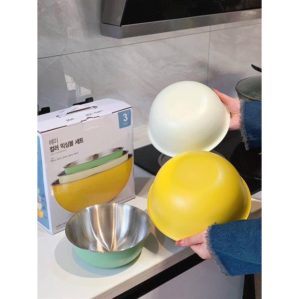 Set 3 thố Inox màu ceramic Modern House (Full box) (Set)