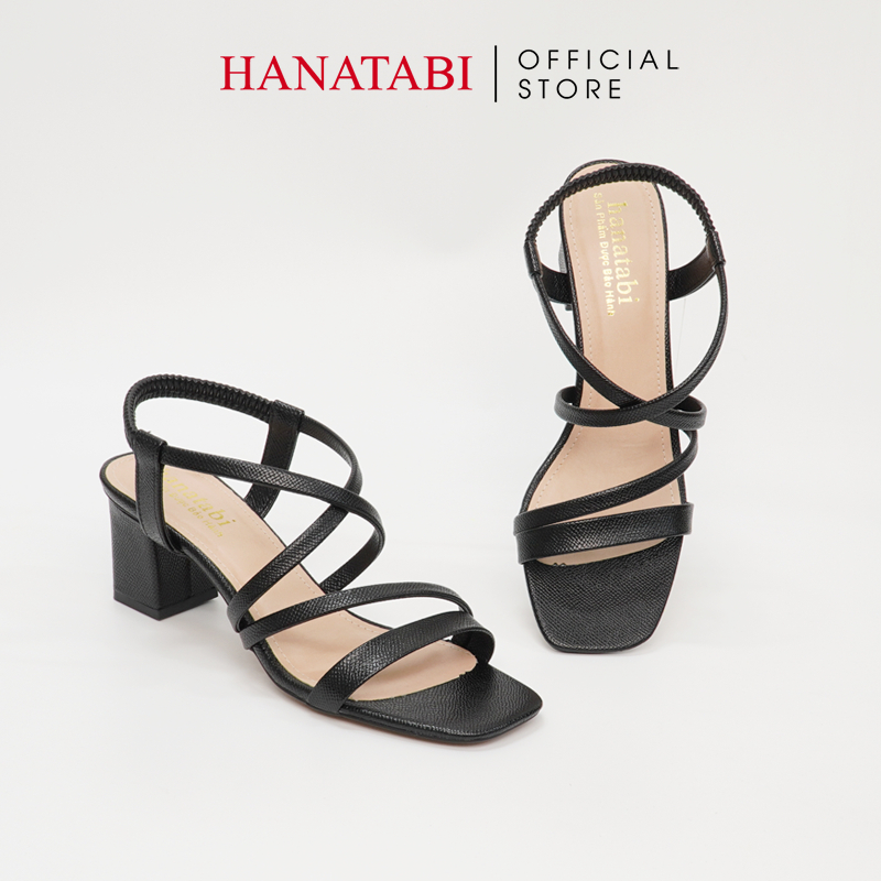 Sandal Nữ Hanatabi 2 Quai Chéo Mũi Vuông Gót Cao 5cm Hậu Thun Đế TA Cao Cấp Chống Trơn Trượt Mã HNSDT5F856