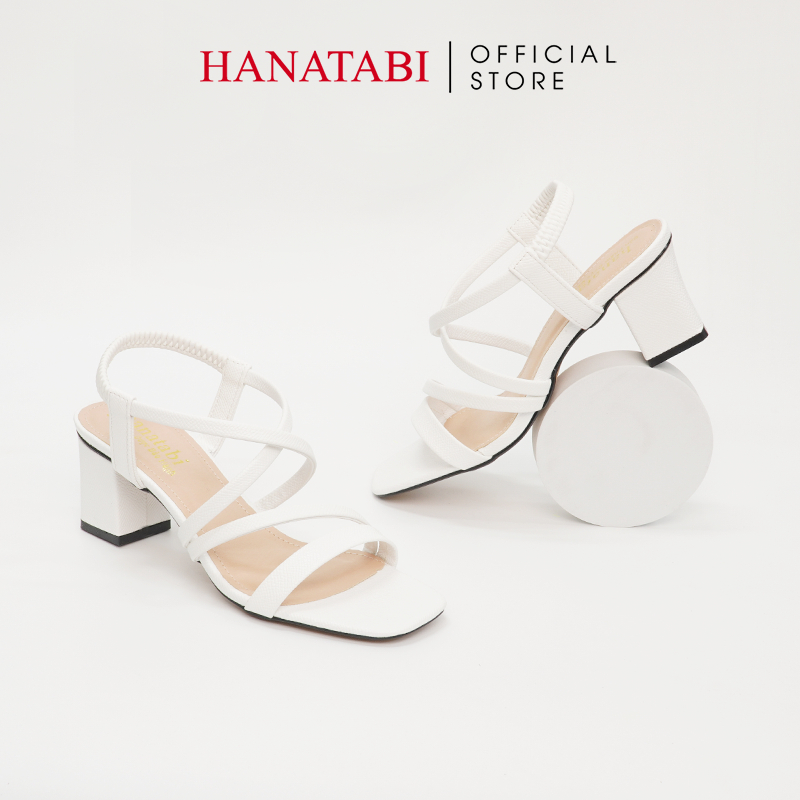 Sandal Nữ Hanatabi 2 Quai Chéo Mũi Vuông Gót Cao 5cm Hậu Thun Đế TA Cao Cấp Chống Trơn Trượt Mã HNSDT5F856