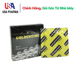 Bao cao su có gai Goldentime bao cao su chống xuất tinh sớm, bcs siêu mỏng, dai - Hộp 3 cái
