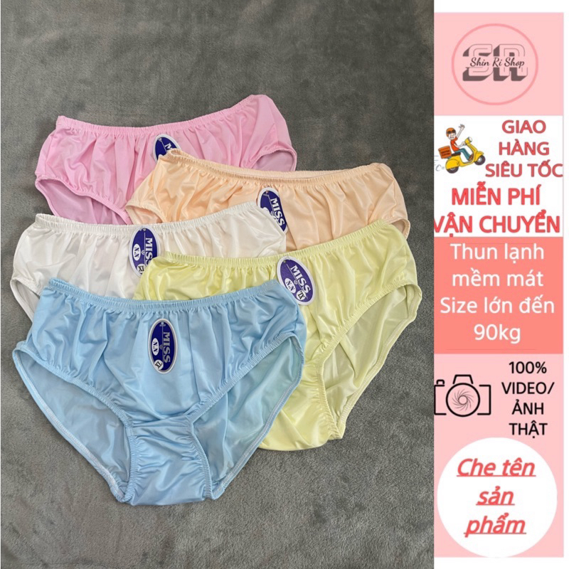 Set 5 quần Quần lót nữ thun lạnh trung niên full size màu pastel cực đẹp loại 1 size lớn đến 90kg