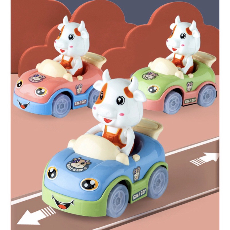 Đồ chơi bò sữa lái xe hoạt hình dễ thương,phát đèn và nhạc vui nhộn