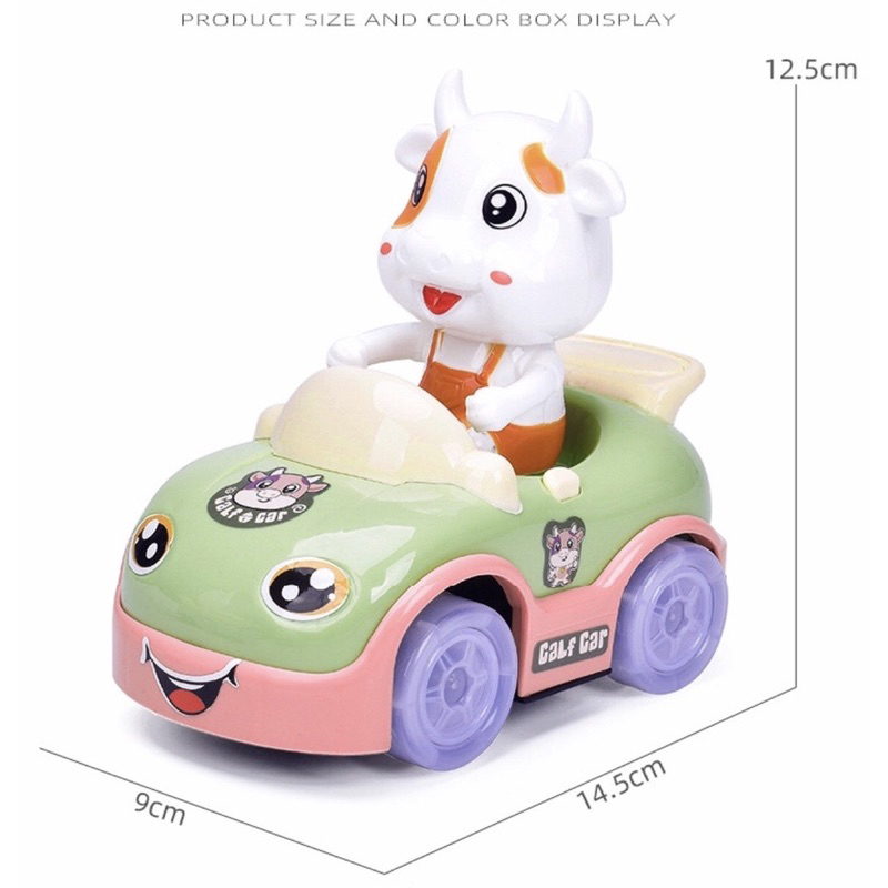 Đồ chơi bò sữa lái xe hoạt hình dễ thương,phát đèn và nhạc vui nhộn