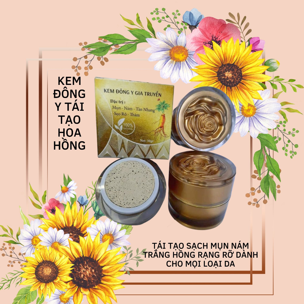 Kem đông y tái tạo hoa hồng, kem đen 68 vị giúp xoá tan mụn,nám, thâm sạm, nâng tông da