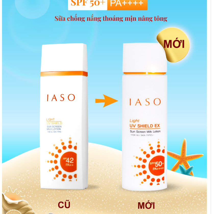 IASO Sữa chống nắng - IASO UV Shield Sun Sreen Milk Lotion SPF50 PA++