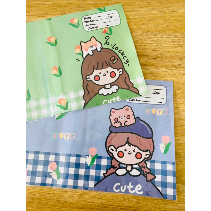 MẪU 5 - BAO TẬP KHỔ NHỎ 16cm*21cm -   BÌA BAO TẬP A5 CÓ SẴN GIẤY KÍNH MẪU DỄ THƯƠNG  - BÌA BAO TẬP CUTE