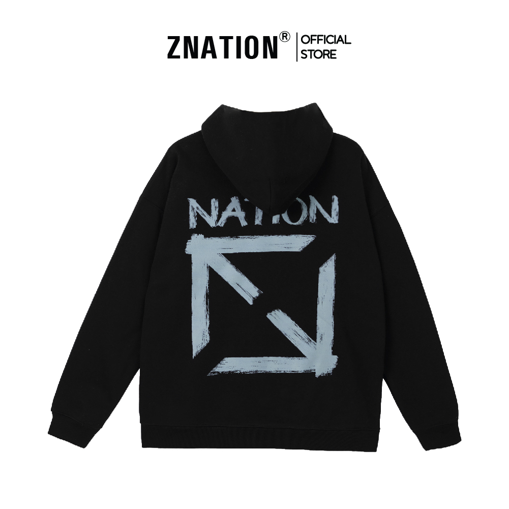 Áo Hoodie ZNATION Painted Hoodie Oversize Màu Đen