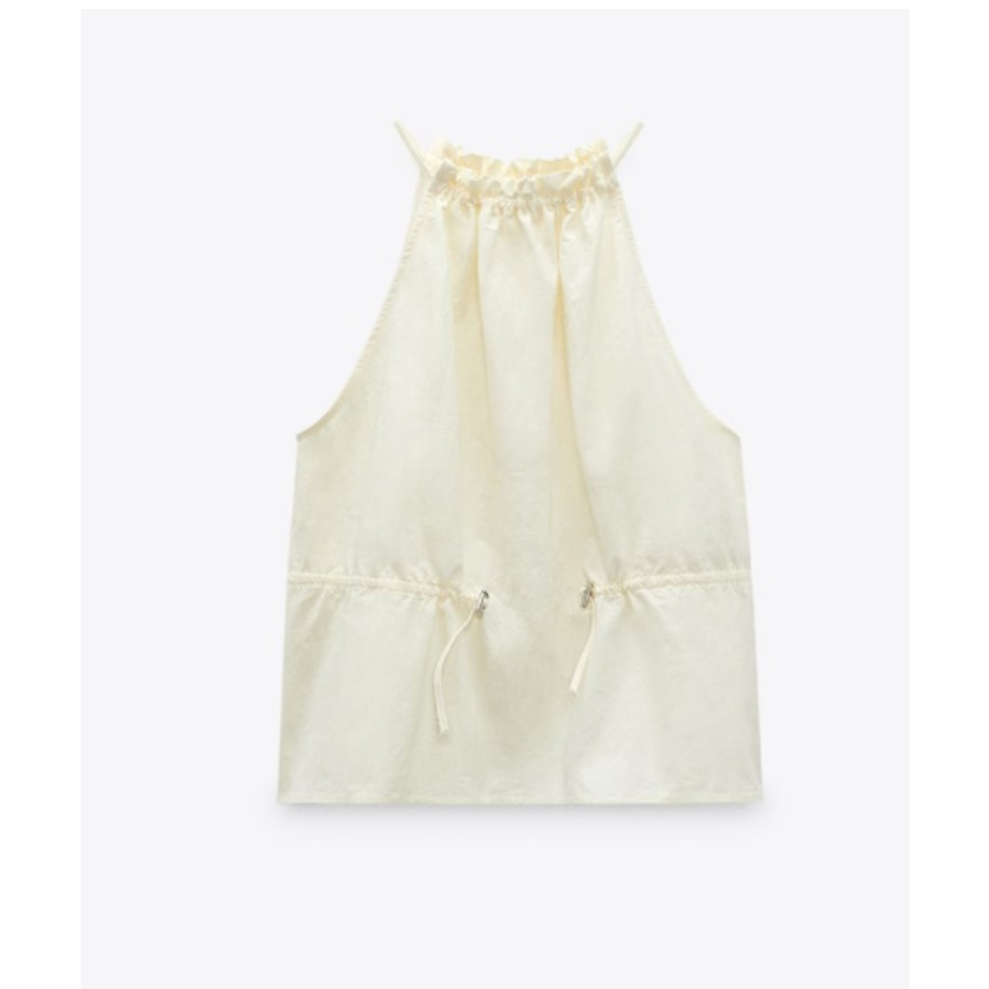 ÁO YẾM ZARA XUẤT TUỒN VẢI NYLON CÓ DÂY RÚT MÀU KEM - 7385/007